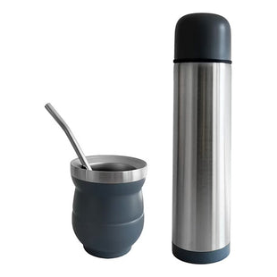Set De Mate Con Bombilla + Termo Bala 1000ml Acero Inox