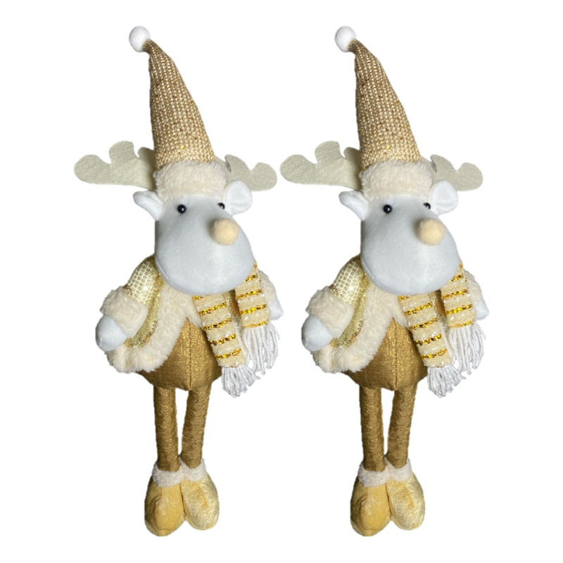 Pack 2 Monos Patas Largas Adorno Navidad Decoración Pascuero