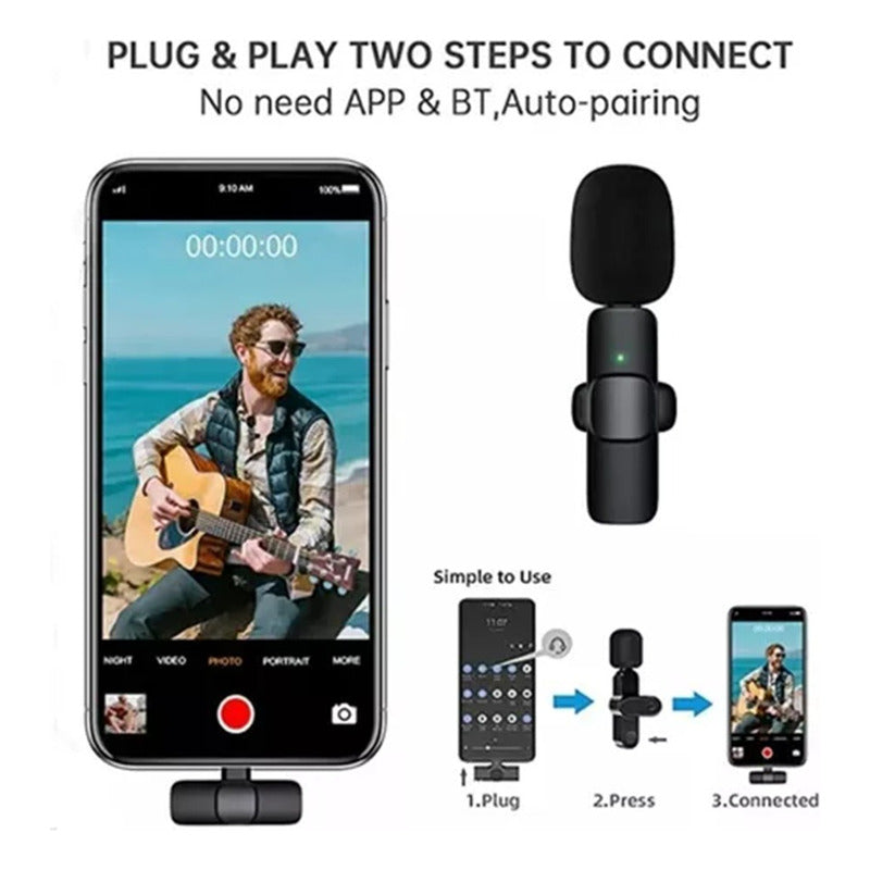 Micrófono Inalámbrico De Solapa Lavalier Celular Usb-c