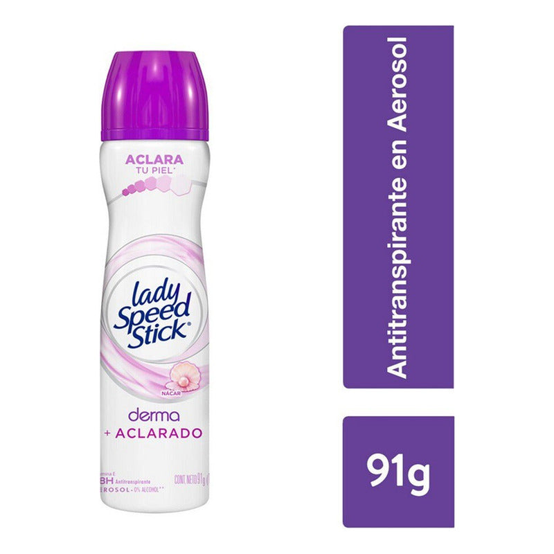 X2 Desodorante Aerosol Lady Speed Stick Nácar Derma Aclarad Nacar