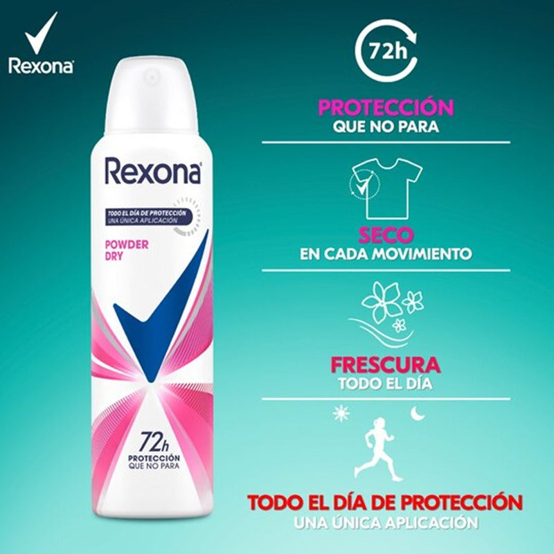 Desodorante Rexona Aerosol Femenino Powder Dry 72h 150ml