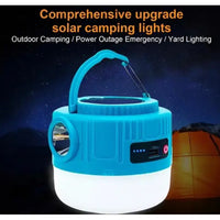Lámpara Solar Led Recargable Portátil Luz Emergencia Camping Azul