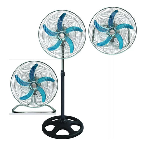Ventiladores Turbo Grande Ventilador Pedestal Silencioso Pie 50 Cm Negro Plateada Metal 5