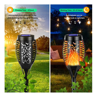 X2 Estaca Solar Antorcha Led Calida C/ Panel Jardín Hogar Negro