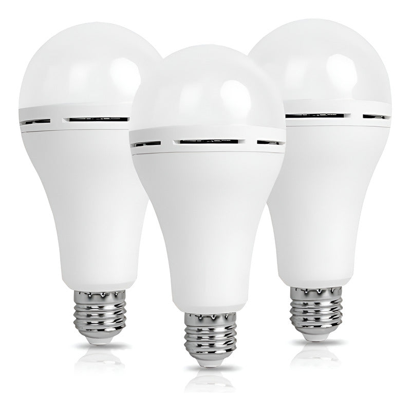 Pack X3 Ampolleta Led E27 Recargable Luz Emergencia Foco 9w Blanco Frío
