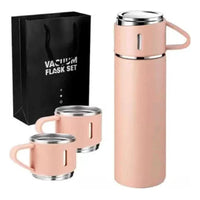 Set Termos De Agua Caliente Frio Termo Café Te+3 Tazas 500ml Rosa Claro