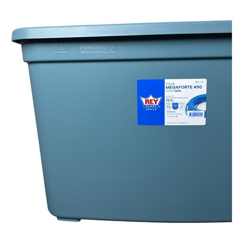 X3 Caja Organizadora Almacenamiento Megaforte 74.7 Litros Azul Lisa