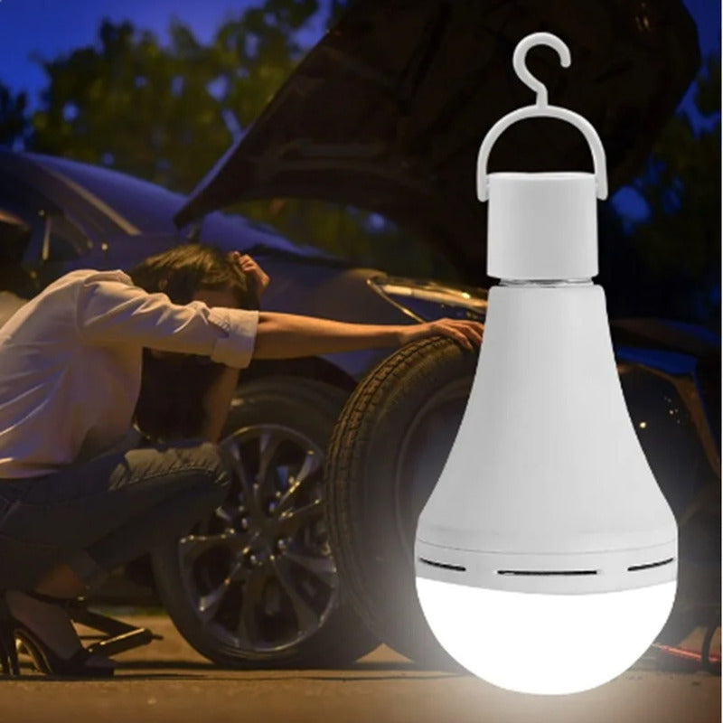 Pack X5 Ampolleta Led E27 Recargable Luz Emergencia Foco 9w Blanco Frío