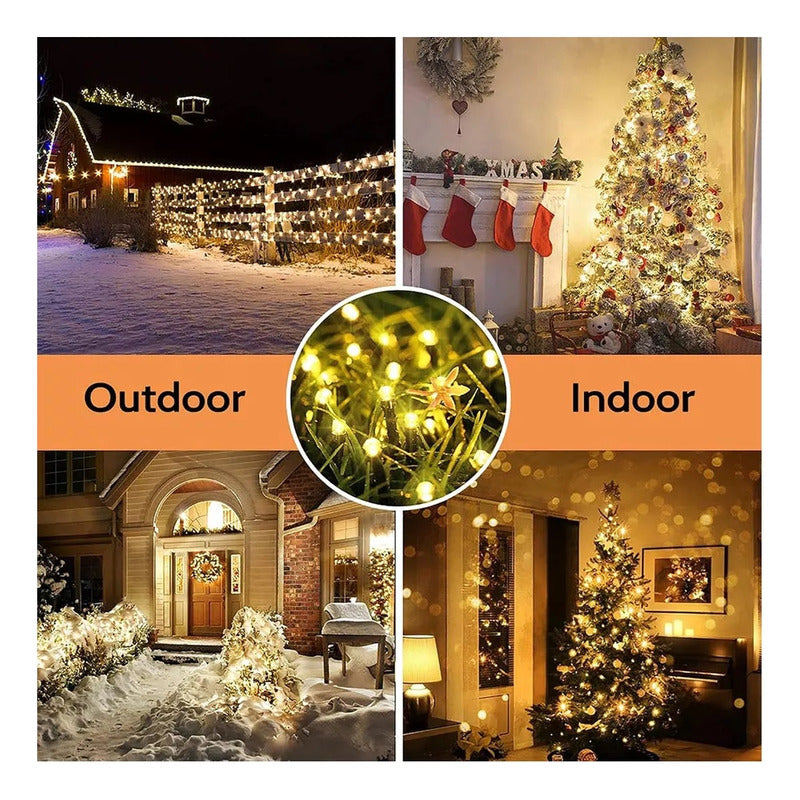 X3 Luces Navidad Guirnalda Solar 200 Led 20 Metros Decorativ