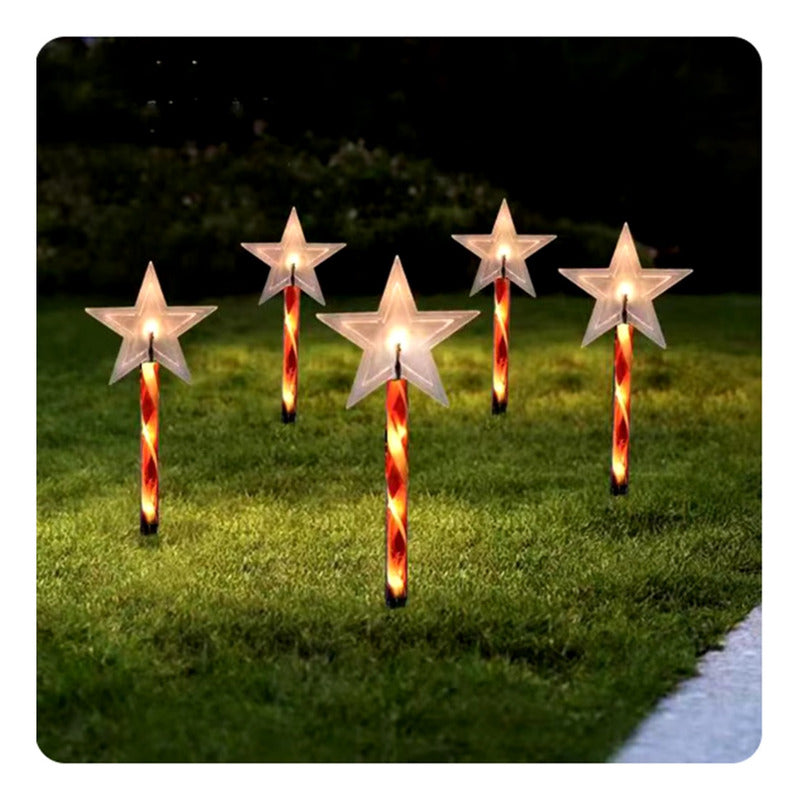 Set X5 Estacas Navidad Luces Navideñas Led Solar Decoración