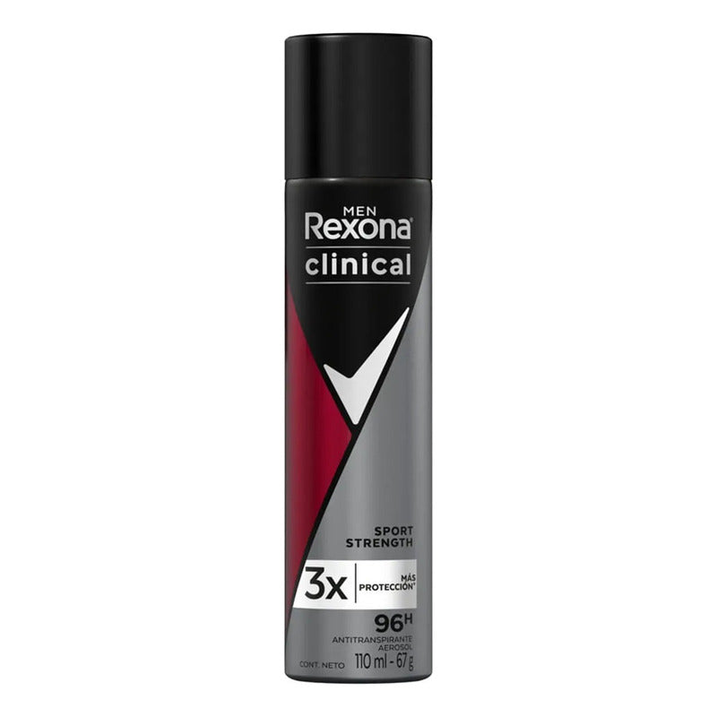 X3 Desodorante Rexona Clinical Sport Strenght Aerosol 110ml Sport Strength