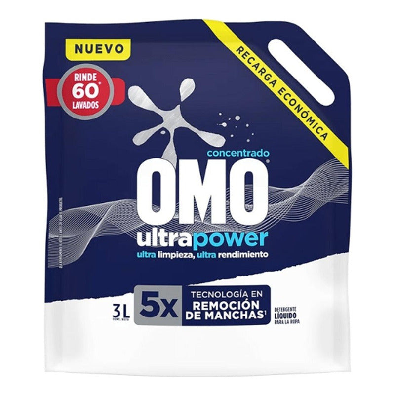 Detergente Omo Liquido Ultra Power 3l Rinde 60 Lavados