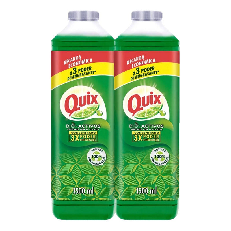 X4 Lavaloza Quix Concentrado Bio Activos Recarga 1.5l Limon