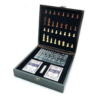 Set De Lujo Tablero Ajedrez Madera + Domino+ Cartas Poker