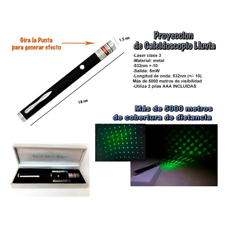 Puntero Laser Verde Caleidoscopio Efecto Lluvia Potente