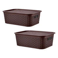 X2 Canastilla Caja Organizador 13 Litros Canastilla Tavarúa Marrón Ratán