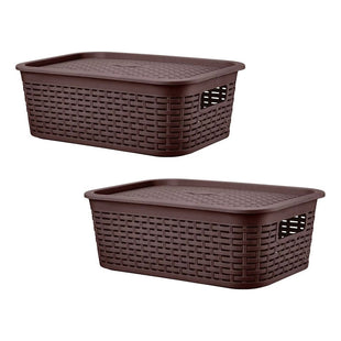 X2 Canastilla Caja Organizador 13 Litros Canastilla Tavarúa Marrón Ratán