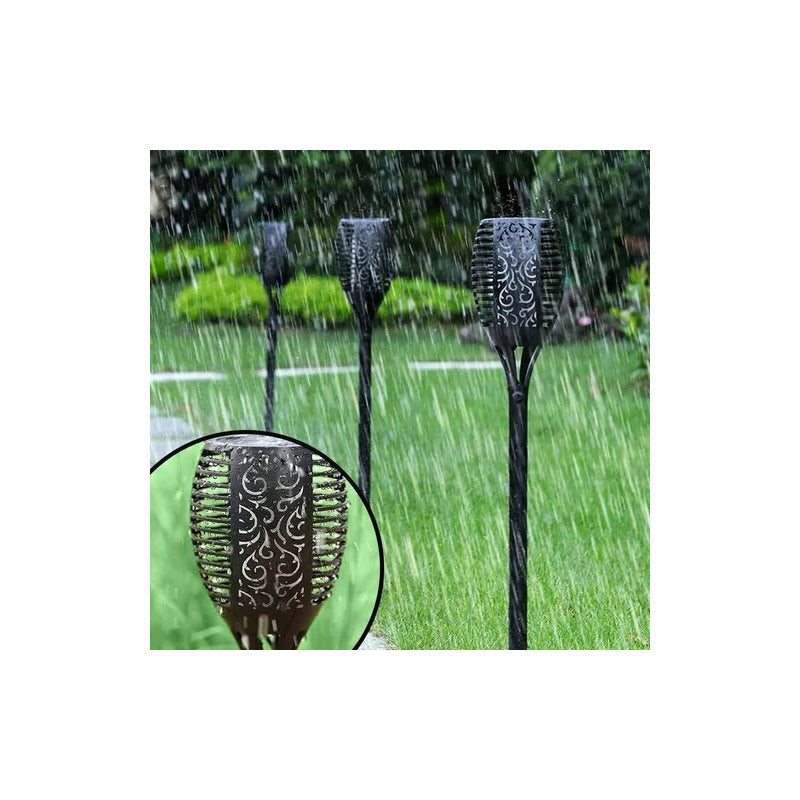 Estaca Luz Solar Led Antorcha Jardín Grande C/ Panel Calido