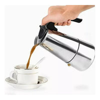 Cafetera Italiana 6 Tazas Inoxidable Espresso Maker Manual Plateado