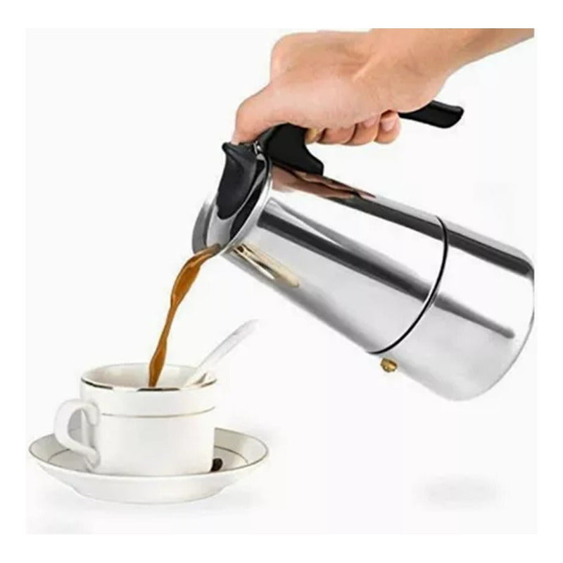 Cafetera Italiana 6 Tazas Inoxidable Espresso Maker Manual Plateado