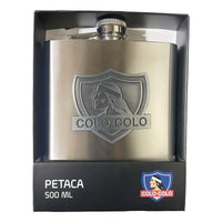 Petaca Equipo Futbol Colo Colo Acero Inoxidable 500 Ml Color Plateado