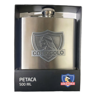 Petaca Equipo Futbol Colo Colo Acero Inoxidable 500 Ml Color Plateado