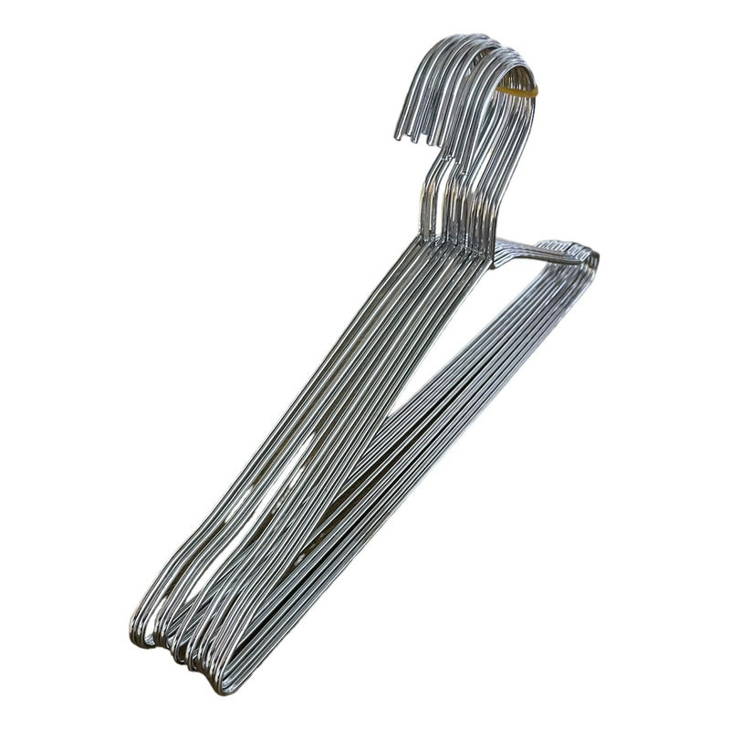 Pack 20 Colgadores De Ropa Perchas Metal Ganchos Metálicos  Blanco