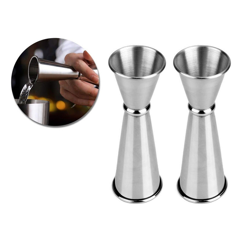 X2 Medidor Tragos Jigger Japones 30ml - 60ml Acero Inoxidabl Plateado