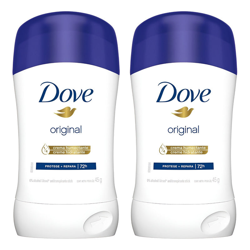 X2 Desodorante Dove Original Barra 45g Antitranspirante 72h Original