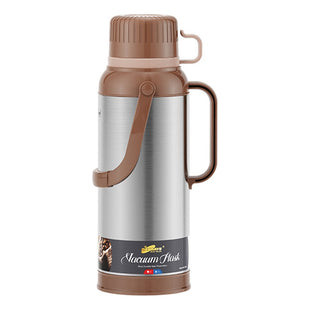 Termo 2 Litros Para Bebida Caliente Frío Con Doble Taza Marrón
