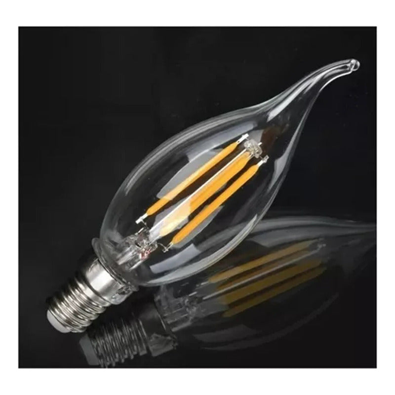 Pack X5 Ampolleta Led Vintage Vela 2 Watts E14 Filamento  Blanco Cálido