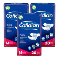 Pack X3 Pañales De Adulto Cotidian Plus Tamaño Mediano 20uni Mediano