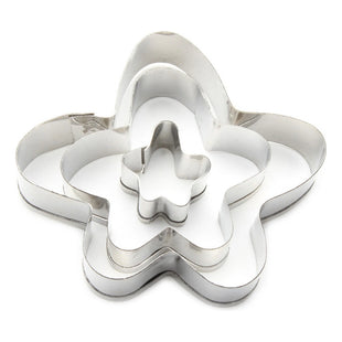 Juego X3 Cortadores Galletas Moldes Cortante Galleta Diseño Flor