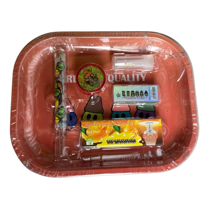 Set Fumador Bandeja + Papelillos + Moledor + Pipa Weed