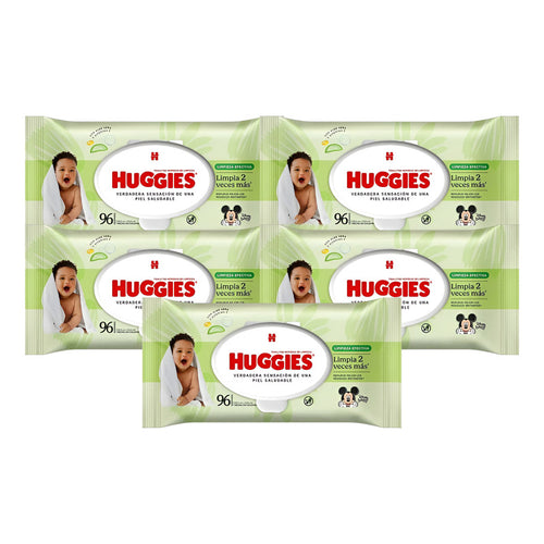 Pack X5 Toallitas Húmedas Huggies 96unid Limpieza Efectiva