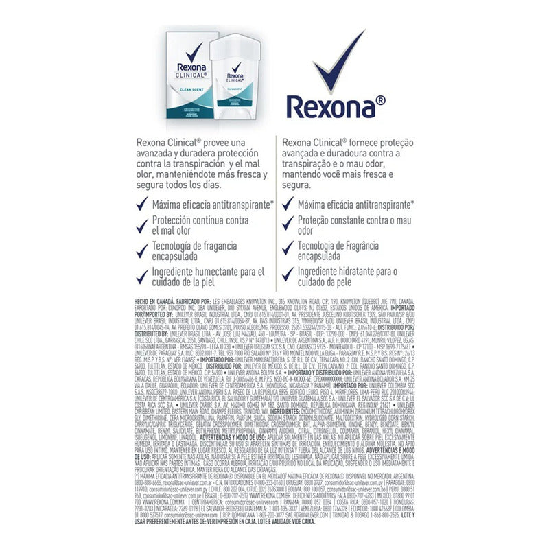 X3 Desodorante Crema Rexona Clinical Clean Scent 48g Women Clean Scent
