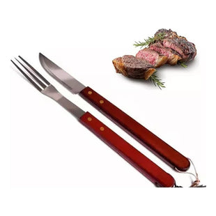 Set Parrillero Para Asado Cuchillo Tenedor Acero Inoxidable