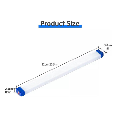 Pack 2 Barra De Luz 52cm Recargable 60w Escalera Tope Cocina Azul