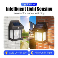 Lámpara Foco Solar Doble Led Sensor De Movimiento Exterior Negro