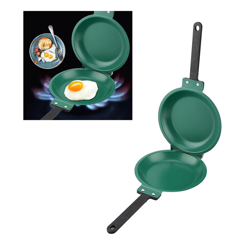 X2 Sartén Cerámica Antiadherente Doble Cara Sartén Plegable Verde