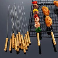 10 Brochetas Pinchos Anticucho Acero Barbacoa Parrilla Asado