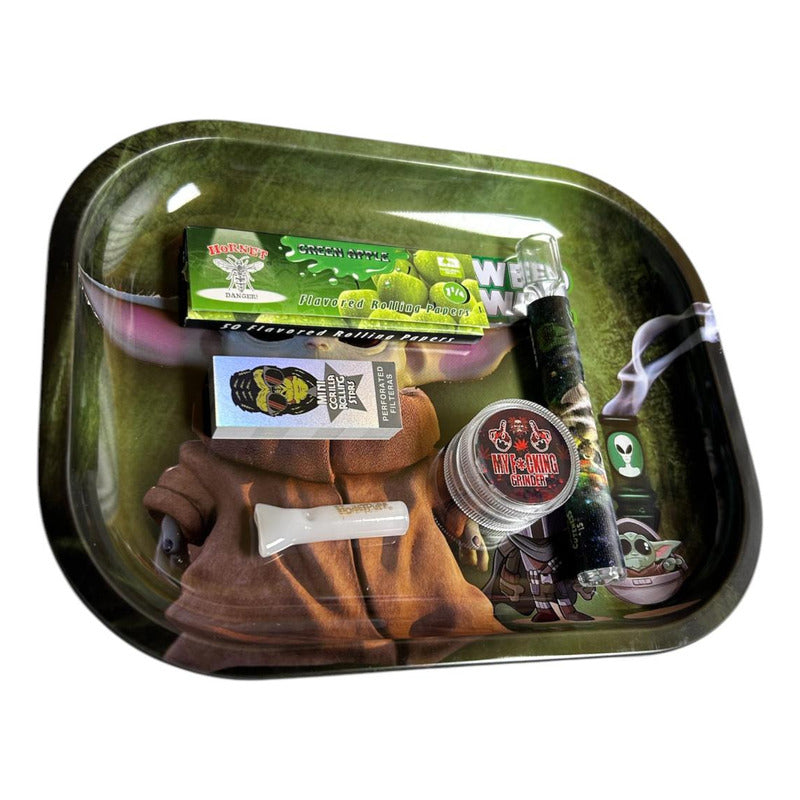 Set Fumador Bandeja + Papelillos + Moledor + Pipa Weed