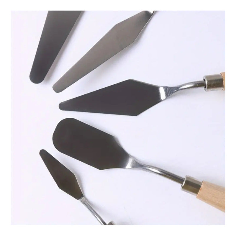 Set 5 Espatulas Mezcladoras Paletas Para Mezcla Pintura Madera