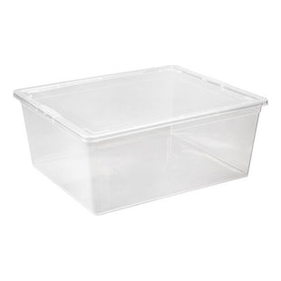 X4 Caja Organizadora Apilable Reyplast Modubox 19 L Con Tapa Transparente Lisa