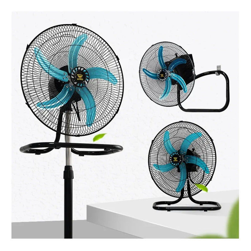 Ventilador Pedestal Ventiladores De Pie Turbo Grande 18puLG 5 50 Cm Negro Metal Plateada