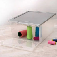 X2 Caja Organizadora Apilable Zapato Multiuso 15 L Reyplast Transparente / Gris Lisa