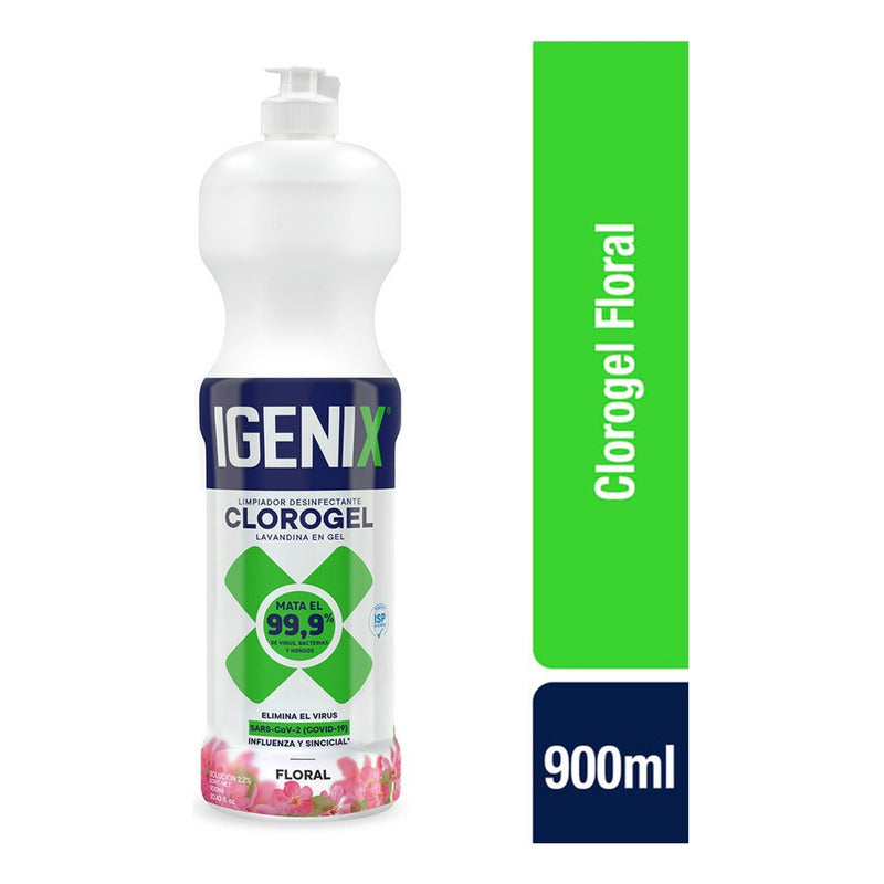 Pack X3 Limpiador Cloro Gel Igenix Floral 900ml