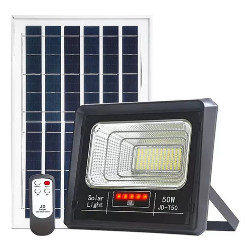 Reflector Solar Panel Luz Iluminación Foco Solar Led 50w Negro Blanco Frío