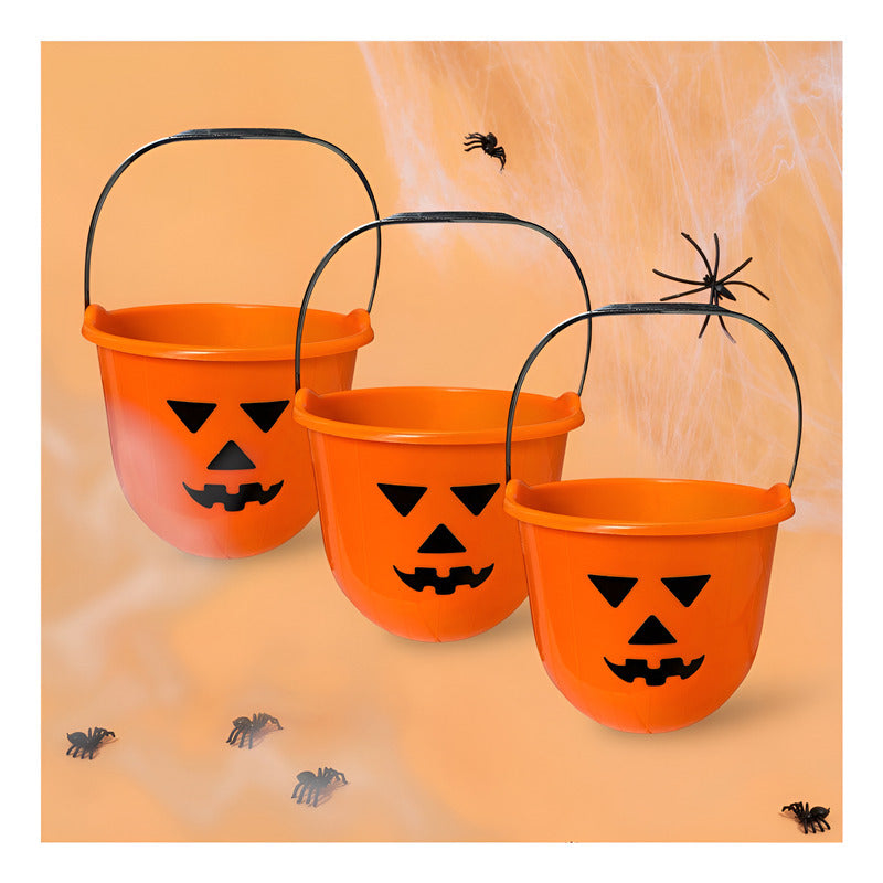 X3 Cubo Calabaza Grande Dulces Halloween Balde Calabaza