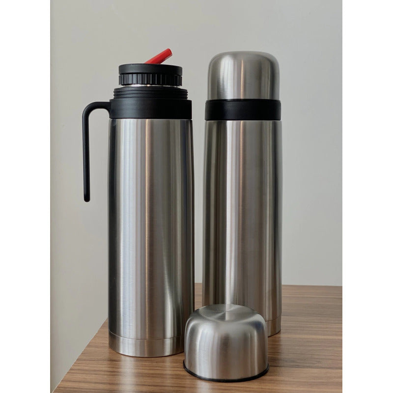 Termo Matero Media Manija 1 Litro Pico Cebador Acero Inox